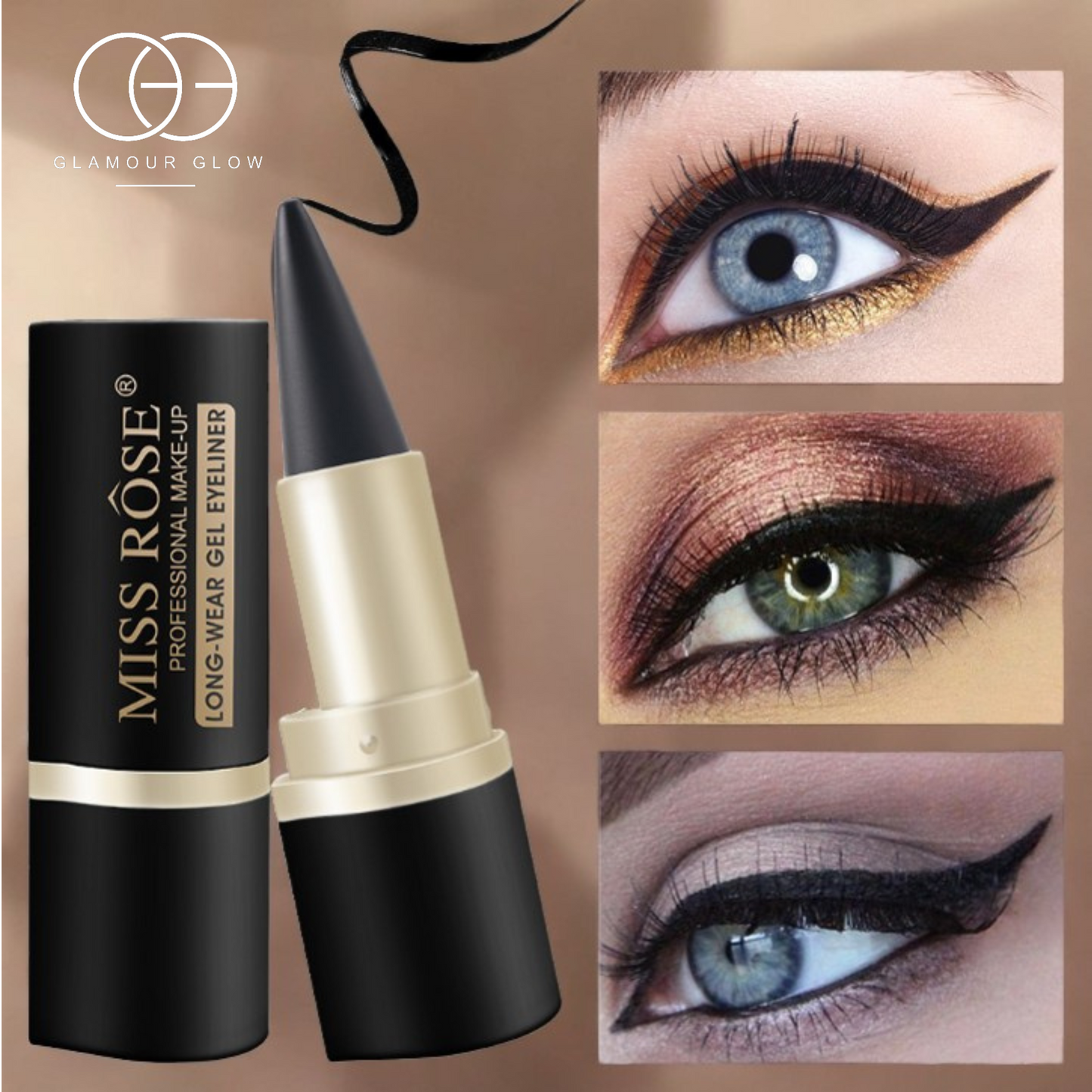 Miss Rose Long-Wear Waterproof Gel Eyeliner Black Color